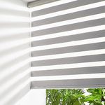 Persilux Cordless Zebra Shades (47" W X 72" H, Grey) Free-Stop Window Shades Dual Layer Light Control for Day and Night, Light Filtering Sheer Blinds for Windows, Easy to Install