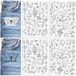 Patemby Embroidery Pattern Water Soluble Embroidery Stabilizers, Stick and Stitch Embroidery Paper Pre-Printed Flowers and Leaves Pattern Transfers for Hand Sewing Lover Beginner (Floral, Pack of 2)