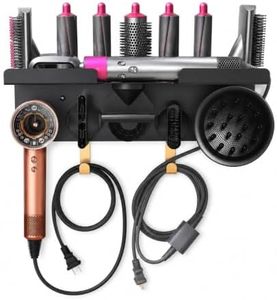 Upgraded 2-in-1 Holder Compatible with Dyson Airwrap and Hair Dryer, Suitable for Both Nural and Supersonic Models, Wall Mounted Stand to Organize Airwrap and Hair Dryer Attachments