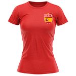 Spain Football Shirt Women - Retro Spain Flag Badge T Shirt - Football Country European Supporters 2020 Tee Her - Spanish Tournament 2021 Footy Soccer Top, S, Red