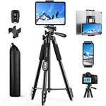 Phone Tripod, 2024 Upgraded 65inch/165cm Lightweight Portable Camera Tripod for iPhone/iPad/Samsung/Smartphone/Action Camera/DSLR Camera with Phone Holder & Wireless Bluetooth Control Remote