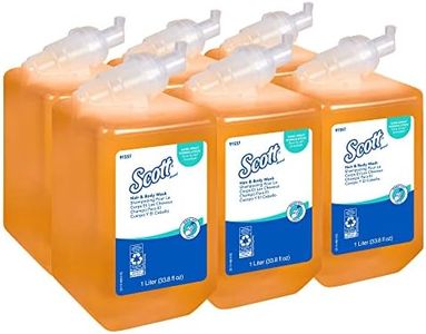 Scott® Luxury Foaming Hair and Body Wash (91557), Citrus Scent Shampoo, Yellow / Clear, 1.0 L Bottles, 6 Bottles / Case