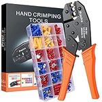 Insulated Wire Terminal Crimping Tool Kit, Preciva 0.5-6mm² Ratchet Crimping Plier, Cable Lug Pliers Electrician Crimping Tool Set with 350 Insulated Butt Bullet Spade Ring Crimp Connectors