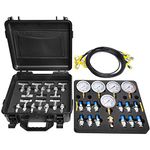 YFIXTOOL Hydraulic Pressure Test Kit with 5 Gauges, 5 Test Hoses and 13 Couplings and 14 Tee Connectors Hydraulic Test Gauge Kit Pressure Gauge Used for Excavators