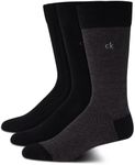 Calvin Klein Men's Dress Socks - 3 Pack Patterned Crew Socks, Navy Assorted, 7-12