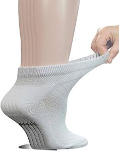 Yomandamor 5 Pairs Women's Cotton Ankle Breathable Mesh Diabetic Socks with Seamless Toe,L Size …, 5 Pairs White, 9-11