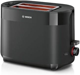 Bosch MyMoment Delight TAT2M123GB - Compact 2-Slice Toaster with Reheat/Defrost, Integrated Bun Warmer, Auto Shut-Off, High Lift and Crumb Tray, in Matte Black