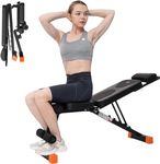 CITYSPORTS Weight Bench, Multifunctional Folding Weight Bench, Fitness Weight Bench, Multifunctional Bench with Exercise Straps