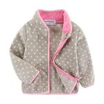 Mud Kingdom Little Girls Fleece Outerwear Jacket Stand Collar Dot Khaki Size 5-6