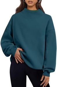 Trendy Queen Womens Oversized Sweatshirts Turtleneck Pullover Long Sleeve Hoodies Tops Fall Fashion Outfits 2026 Clothes Teal XS