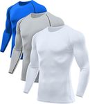 ATHLIO 3 Pack Men's Thermal Long Sleeve Compression Shirts, Winter Gear Sports Base Layer Top, Athletic Running T-Shirt LYD03-WGU Medium