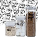 180 Pantry Labels, Prefdo Waterproof White Script Preprinted Food Names label Stickers for Kitchen Organization Storage Containers, Jars & Canisters (Black), Pantry2