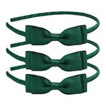 AYNKH 3 Pieces School Bows Headbands Alice Bands, Girls Uniform Colours Ribbon Bow Set Hair Accessories Birthday Gift Green