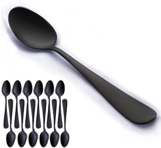 Matte Black Dessert Spoon, Seeshine 6.8-inch Stainless Steel Black Teaspoon, Suitable for Family, Kitchen, Restaurant, Set of 12, Dishwasher Safe