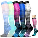 Hi Clasmix 5 Pairs Compression Socks for Women&Men-20-30mmhg Best for Circulation,Pregnancy,Media,Nurse,Running,Travel(Multicoloured 13a Small-Medium)