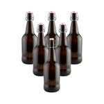 FastRack 1000ML Amber-6 Pack Swing Flip Top Bottles, 33oz