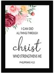 AR Creative Synthetic I Can Do All Things- Bible Verse Wall Photo Framed Wall Poster, Bible Quotes Print With Frame (13.6 Inch X 10.2 Inch)