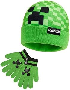 Minecraft Winter Hat Boys Hat Kids Boys Scarf Hat Set and Gloves Boys Creeper, Set of 2, One size