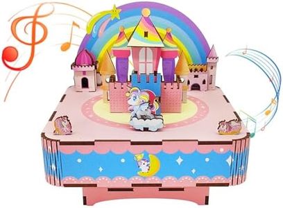 Mievayo 3D Puzzles Music Box Unicorn DIY Rotating Music Box Kit for Teens, Boys and Girls, Birthday Gifts, Decorative Crafts