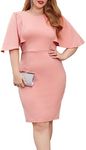 GRACE KARIN Women 3/4 Ruffle Sleeve Slim Fit Business Pencil Dress