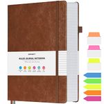 Lined Journal Notebook, Large A5 Hardcover Leather Journal, 314 Numbered Pages Work Notebook, 100gsm No Bleed Paper, College Ruled Notebook for Women Men School Office, 5.75" x 8.38", Brown