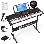 Vangoa Piano Keyboard for Beginner, VGK6101 61 Keys Electric Keyboard Piano Portable Music Keyboard with Lighted Up Keys for Kids Teens Adults, with Stand Pedal Microphone, USB, Built-in Speakers