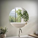 Gatco 1806 Bathroom Wall Mirror, 25 inch Modern Mirror for Living Room, Vanity, Slim Design Beveled Frameless Round Mirror - Easy Mount Safety Bracket