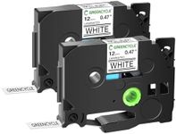 GREENCYCLE 2 Pack Compatible for Ptouch TZ231 TZe-231 AZE231 TZ-231 12mm 0.47 Laminated White Label Tape for P-Touch PT-Cube PT-H500LI PT-P700 P750W D210 D220 H110 Label Maker Tapes