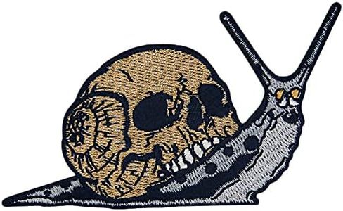 Skull Snail Patch Embroidered Applique Badge Iron On Sew On Emblem