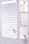 FAUX WOOD VENETIAN BLINDS 50MM SLATS TRIMMABLE EASY FIT OFFICE HOME (120cm Width x 150cm Drop, String, White)