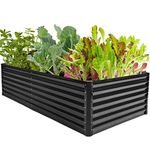 YITAHOME Outdoor Raised Garden Bed Kit 240x120x60cm, Raised Beds Thickened Zinc-Aluminum-Magnesium Stainless Steel Metal Raised Beds for Garden with Safety Rubber for Vegetables Flowers Fruits (Black)