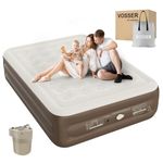 VOSSER Air Mattress Queen with Built in Pump, Inflatable Mattress with Waterproof Flocked Top,Fast & Easy Blow Up Mattress with Carry Bag, Thicker Airbed for Home, Camping & Guests