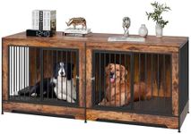 VEVOR 75" Dog Crate Furniture for 2 Dogs, Extra Large Double Dog Crate Furniture Large Breed with Divider & Double Doors, Large Wooden Dog Crate Furniture TV Stand for Medium Large Dogs Brown