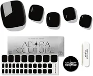 Adora Couture Semi Cured Gel Nail Strips - 32 pcs Gel Pedicure Stickers, Easy to Apply & Remove Toenail Stickers, Salon Quality at Home & Long Lasting - UV Nail Lamp Required - Black P