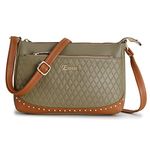 EXOTIC Studded Dual Tone Sling Bag for Women (Olive)