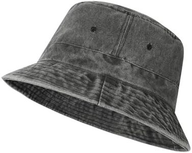 AYPOW Sombrero de Pescador XXL Unisex, Grande Algodón Vaquero Lavado Vintage Plegables Sombrero de Sol al Aire Libre, Gorra de Pesca Bucket Hat Senderismo al Aire Libre Viajes Hombres Mujeres 54-64cm