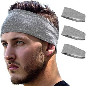 E Tronic Edge Running Headbands for Men, Women, Boys and Girls, Sports Sweatbands for Basketball, Yoga, Exercise, Workout, Quick Drying and Non-Slip Workout Stretchy Hairband, 3-Pack, Gray