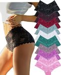 Knowyou Women's Underwear Sexy V-Waist Shorts Underwear for Women Lace High Waist Cheeky Panties 5/10 Pack, C1 10 Pack Multicolor, Medium