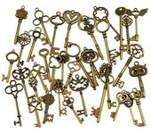 36Pcs Extra Large Antique Bronze Finish Skeleton Keys Rustic Key for Wedding Decoration Favor, Necklace Pendants, Jewelry Making