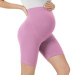 VALANDY Maternity Shorts Over Belly Biker Shorts High Waisted Short Leggings Athletic Workout Running Yoga Pregnancy Pants Dark Lavender