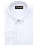 Jack Martin Men's Club Collar Dress Shirt with Pin Collar Bar | Long Sleeve | Button-Up Stylish Formal (White Plain,M)