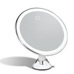 Fancii Rechargeable 10X Magnifying Makeup Mirror with 3 Light Settings - Large 8 inch Lighted Travel Vanity Mirror, Locking Suction Cup, 40pcs Dimmable LEDs, 12 Hours Battery (Luna 2)