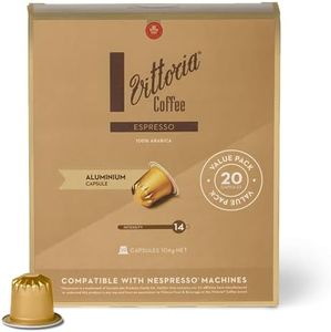 Vittoria Coffee Espresso 100% Arabica Nespresso Compatible Aluminium Capsules. Best Served as an Espresso or Milk - 20 Pack Pods