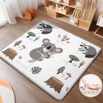 Foldable Baby Play Mat, PIGLOG 0.6in Thick Waterproof Playmats for Babies and Toddlers Kids, Safe Foam Playmat for Tummy Time, 50x50 Playpen Mat, Reversible Portable Baby Floor Mat for Infant, Koala