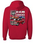 Tee Hunt RAM Trucks HEMI Hoodie Dodge RAM 1500 2500 3500 American Truck Sweatshirt, Red, 3XL