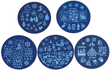 Lurrose 5Pcs Manicure Stamping Templates Creative Various Christmas Nail Art Tools Templates Stampers for Nail Salon Home