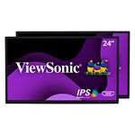 ViewSonic VG2448_H2 24 Inch Dual Pack Head-Only IPS 1080p Monitors with HDMI DisplayPort USB and 40 Degree Tilt for Home and Office