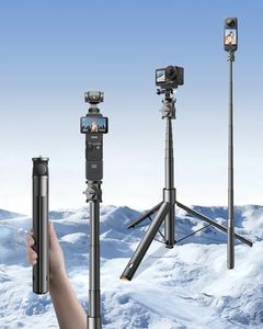 MARTVSEN Windproof 63" Selfie Stick Tripod for DJI Osmo Pocket 3, Auto-Opening Upon Ground Contact, 8 Levels Adjustment Action Camera Tripod with 1/4" Screw Accessory for DJI Osmo Pocket3