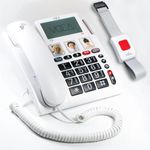VOCA CP141 Big Button Phone for Elderly, 4G SIM (No Landline), Loud Volume & Ringer for Hard of Hearing, SOS Wristband, Hearing Aid Compatible,Desk Telephone for Hearing & Vision Impaired,Dementia