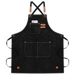 NOBONDO Canvas Apron with Pockets for Men and Women - Cross Back Kitchen Apron with Crossbody Support, Shop Utility Bib for Work, Chef Cooking, Baking, Hair Stylist, Barista, Bartender, BBQ